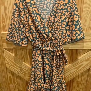 Dark Green/Teal and peachy Coral Dress